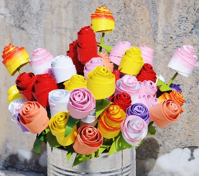 Recycled hand-made roses
